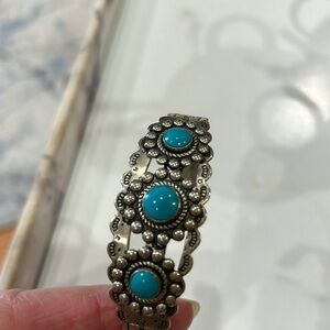 Genuine turquoise and silver cuff bracelet